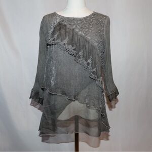 Casual Express Layered Gray & Silver Tunic Size Small